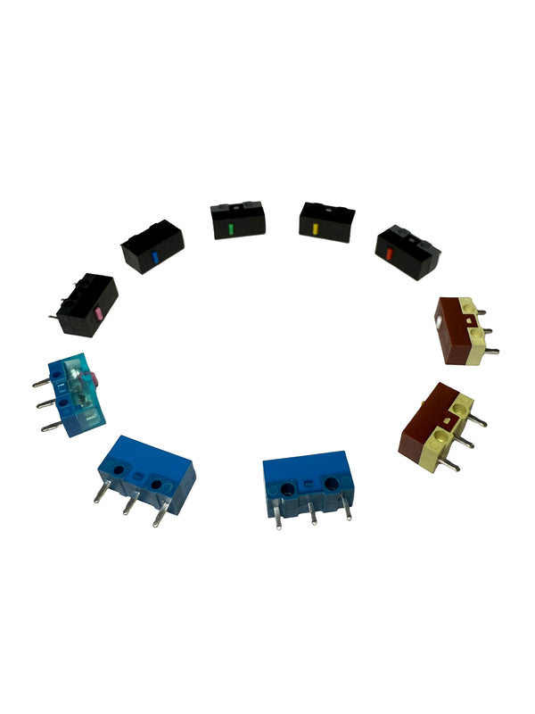 Set de muestras de interruptores Huano para ratón – 10 variantes (2× por variante, total de 20 unidades)